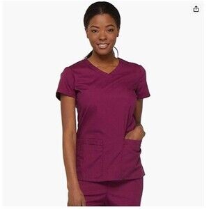 NWT Women’s Dickies EDS Signature V-Neck Scrub Top Large Wine Red Color